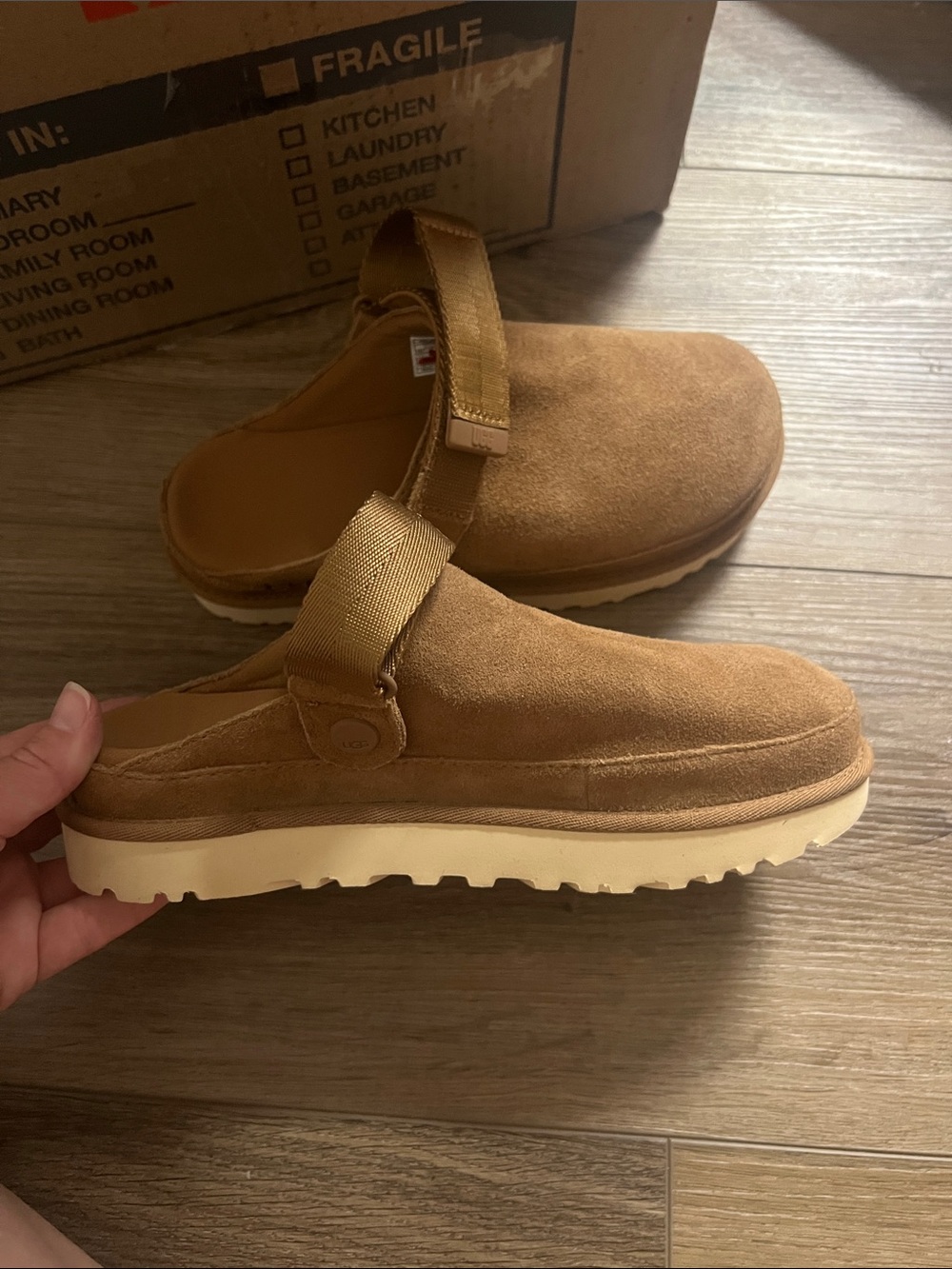 UGG Chestnut Suede Slip-On Clog Slippers
